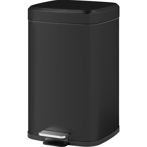 20L Modern Boxy Metal Home Kitchen Bin Black (1/5)