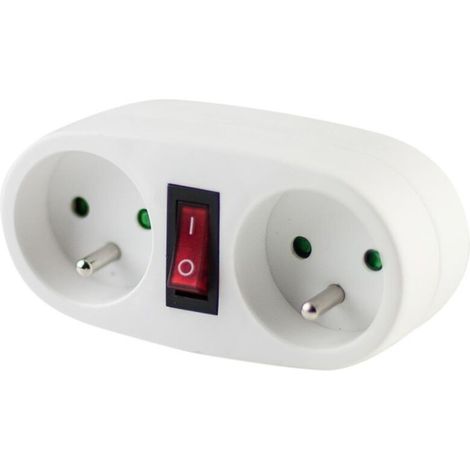 Prise biplite 2x16A avec interrupteur blanc - Prise biplite 2x16A avec interrupteur blanc (1/5)