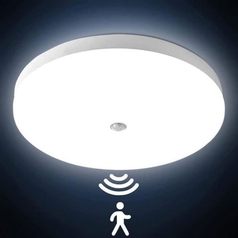 Plafonnier LED détecteur mouvement 12W – Ø22 cm, IP54 – 230V – Ultra-mince, blanc – Pour intérieur (1/4)