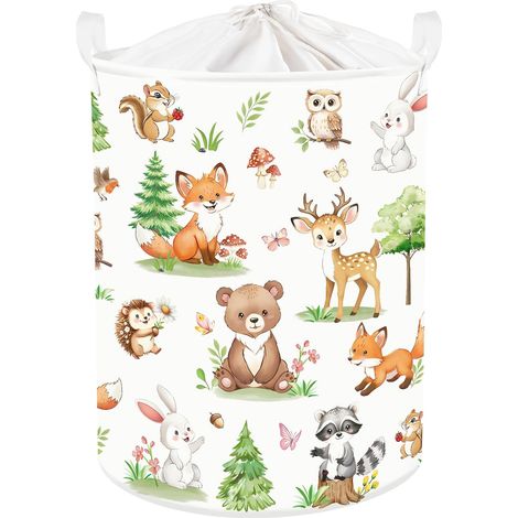 Panier Rangement Animaux Panier à Linge Arbre Boite de Rangement Parent pour Organiser Jouet Vêtements, Pin, 36x45 cm (1/5)