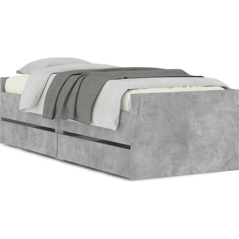 Maison Exclusive - Cadre de lit avec tiroirs sans matelas gris béton 90x200 cm (1/5)