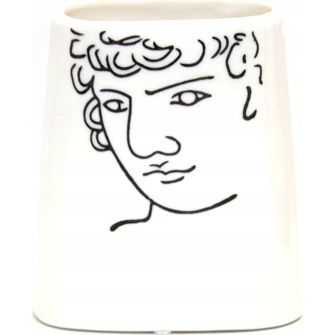 Vase en céramique noire et blanche à motif de visage (1/5)