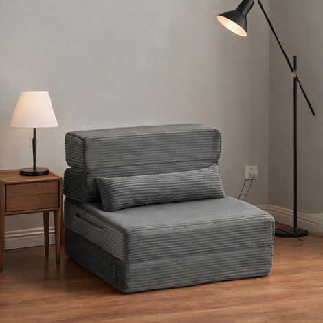 Pouf d'angle convertible en lit 200 cm avec dossier et mousse (1/5)