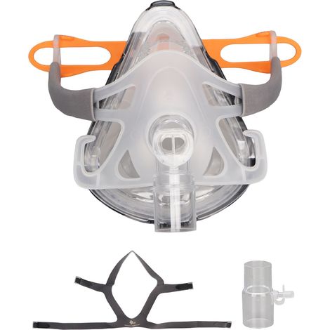 1 Coussinets en silicone double couche, masque complet rotatif 360 degrés, avec bandeau pour machine respiratoire (1/5)