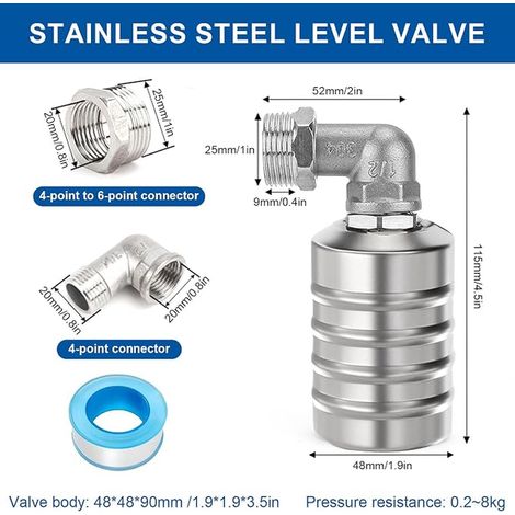 Floating Valve, Automatic Water Level Control Stainless Steel Water Level Control Valve 3/4 Inch Automatic Floating Valve for Water Tank Pool Water Level