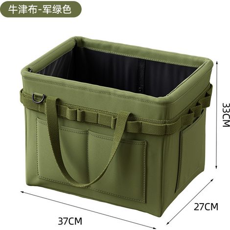 Faltbare Werkzeugtasche aus dickem Oxford-Gewebe, multifunktionale Tasche mit Seitentaschen, ideal zum Transport und zur Organisation von Werkzeugen (Grün, 37x27x33 cm)-lsw