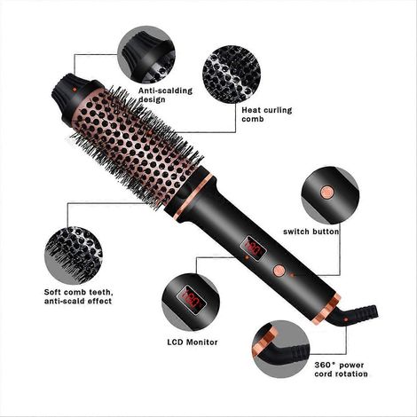 Fer à lisser et à boucler ionique 3 en 1 avec brosse chauffante (prise européenne). (1/5)