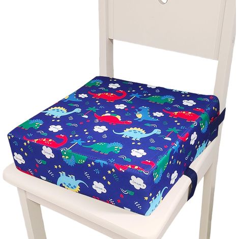 Rehausseur de chaise enfant, 33 x 33 x 8 cm, coussin de siège déperlant, rehausseur de table, rehausseur portable, lavable, réglable, démontable, antidérapant (bleu) (1/5)