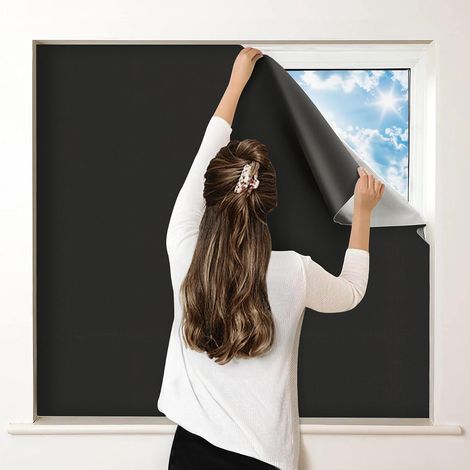 145 x 300 cm Rideaux occultants pour chambre, stores portables avec fixations adhésives pour voyages, chambres d'étudiants et salles multimédias. (1/5)