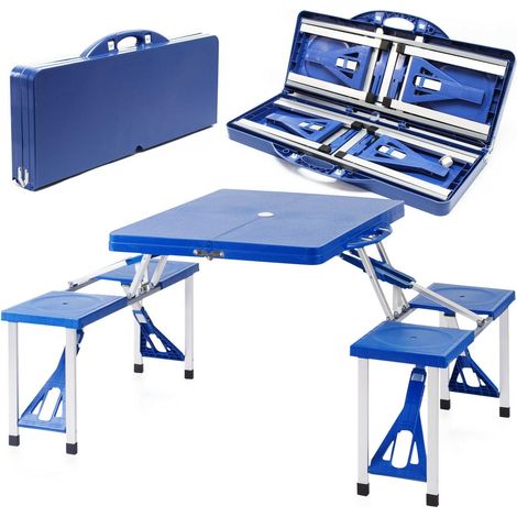 Juego de mesa taburetes de camping muebles plegables de aluminio 133 cm jardín exterior 160002495