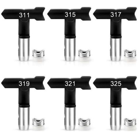 Pair Un ensemble de 6 buses de peinture airless haute pression réversibles adaptées à une utilisation à la maison, au jardin et sur la terrasse (311, 315, 317, 319, 321, 325). (1/4)
