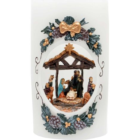 Christmas Musical Nativity Candle with Moving Figures, LED Lights and Sound for Indoor Home Decor (1/5)