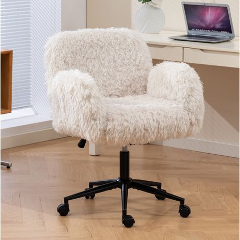 Sedia ufficio con braccioli pieghevoli beige OKMYHOME (1/5)