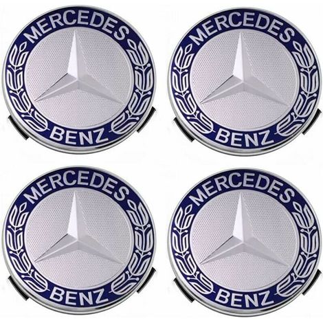 Enjoliveurs et jantes Cache-moyeu compatible avec Mercedes - Benz 75 mm - bleu, lot de 4 (1/2)