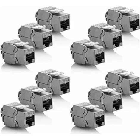 12x Module Keystone CAT 6a Jack - Blindé STP Connecteur RJ45 Installation Snap-In Montage Câble Brut CAT 500Mhz 10GBit/s (1/5)