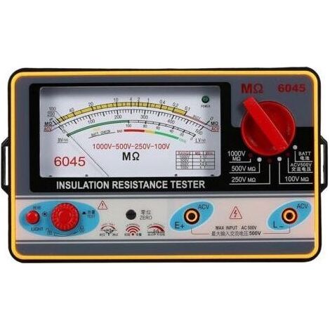 Testeur de résistance d'isolement numérique, 100 V/250 V/500 V/1 000 V, mégohmmètre, ohmmètre, mégohmmètre d'isolement, plage de mesure de 0 à 2 000 mΩ (1/4)