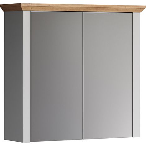 Armoire de toilette style campagne gris clair/chêne Indiana