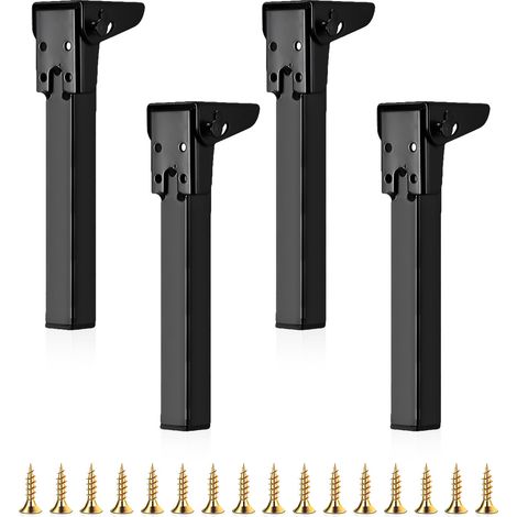 Lot de 4 Pied de Table Rabattable, Pieds de Table Pliables, Pieds de Meubles Noirs Pratiques, Pieds Meubles Métal, Pieds de Rechange pour Table Lit Canapé (30CM) (1/5)