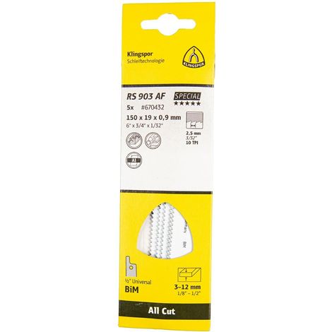 KLINGSPOR BRZESZCZOT DO PIŁY SZABLASTEJ 150x19x0,9mm RS 903 AF /5szt.