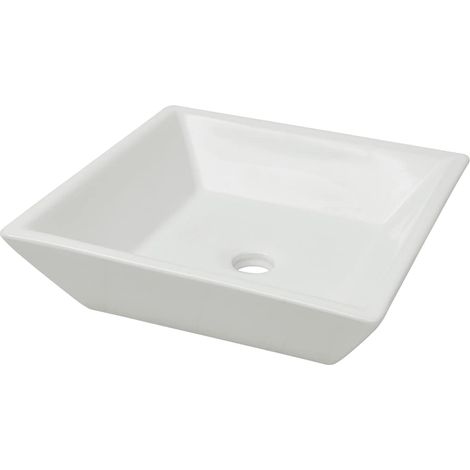 vidaXL Lavabo cuadrado de cerámica 41,5x41,5x12 cm blanco (1/2)
