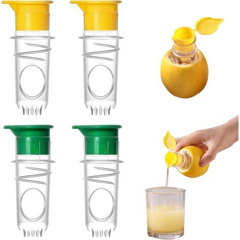 Presse-Citron Petit, 4Pcs Presse-Citron Portable en Plastique, Presses Citrons Manuel pour Cocktails à l'orange Citron, Jaune et Vert