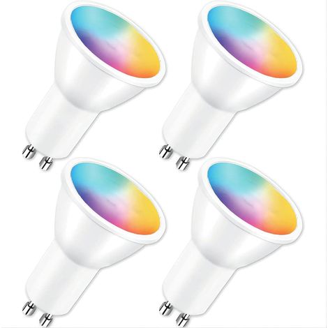Ampoule Connectée Gu10 5W 400LM WiFi LED RGB 2700K-6500K Compatible avec Alexa/Google Home, APP Télécommande, Contrôle Vocal, Ampoule Intelligente, 4 PCS (1/5)
