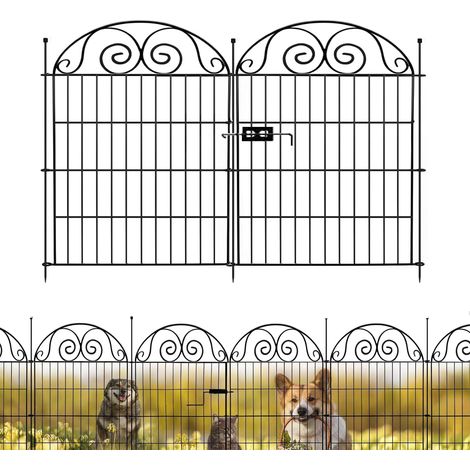 10PCS Clôture de Jardin Métallique sans Creusage, 80cm Hauteur x 73cm Largeur, Clôture Décorative en Fer Forgé pour Pelouse et Massif, Cour et en Tant que Barrière pour Chiens ou Petits Animaux (1/5)