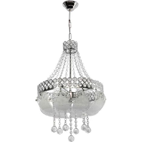 Lampada a sospensione vetro decorato e pietre effetto cristallo Sare MDL3550 colore argento (1/4)