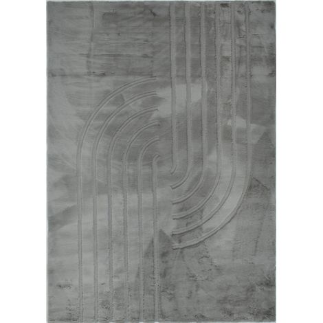 Tapis anthracite géométrique doux antidérapant lavable - 120 x 160 cm (1/5)