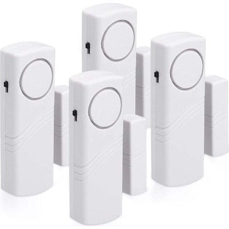 Allarme per porte e finestre - Set di 4 allarmi antifurto wireless - Sicurezza domestica contro i furti - Funzionamento magnetico - 100 dB (1/4)