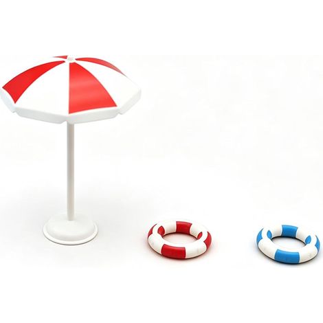 Ensemble de Piscine de Plage pour Maison de Poupée à l'échelle 1:12 Parasol de Chaise de Piscine Miniature pour Décor de (1/5)