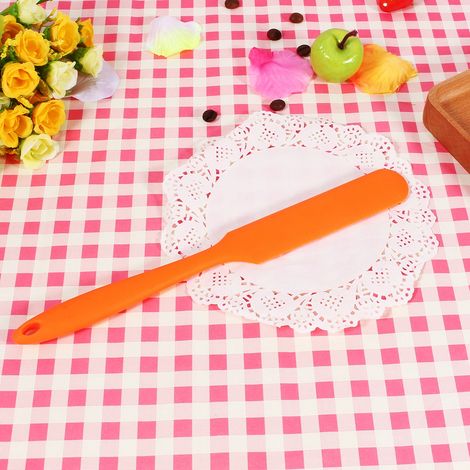 Spatule silicone orange pour pâtisserie, racloir à beurre, crème et pâte, pinceau de mélange, ustensile de cuisson polyvalent (1/5)