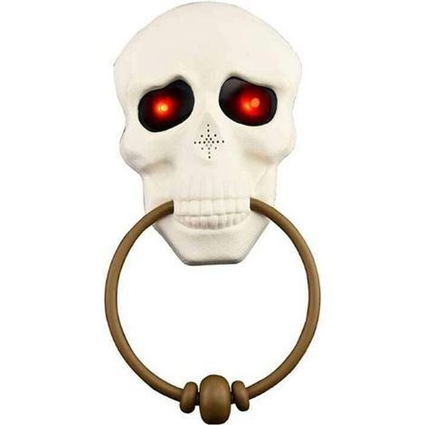 Halloween Door Bell Scary Door Hornocker with Light-Up Eyes and Sound Door Toy Door PLAY House Decor White One Size (1/5)