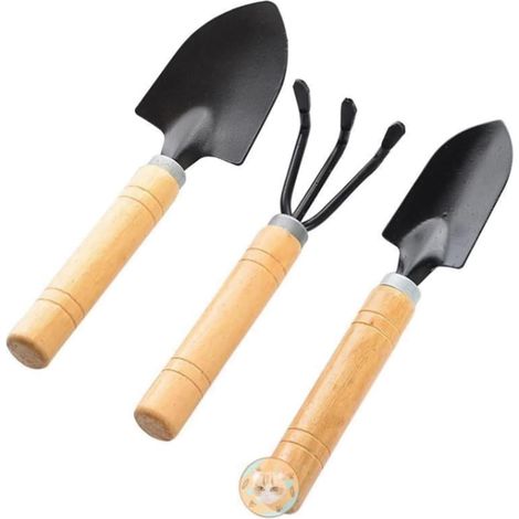 Outils de Jardinage, Outils de Jardinage for Transplantation, 3 pièces, Mini-Outil de Jardinage Portable, tête en métal, Pelle, râteau, bêche, Jardin for Plantes (1/5)