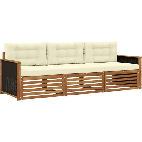 vidaXL Outdoor Sofa Set 3 pcs Natural and Cream Polyester