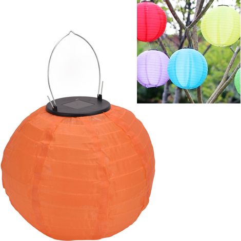 20 cm (8 Zoll) große LED-Solarlaterne aus wasserdichtem Nylongewebe, solarbetrieben, kein Stecker erforderlich, ideal für Hochzeiten, Haus- und Gartendekoration. Farbe: Orange. (1/5)