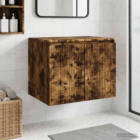 vidaXL Mobiletto da Bagno a Muro Rovere Fumo 62,5 x 44,5 x 50 cm