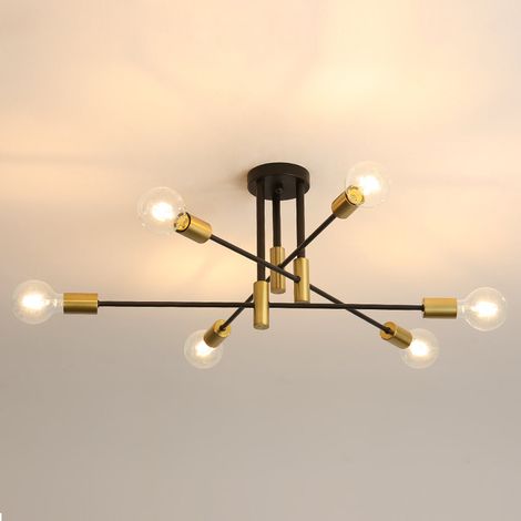 GOECO Retro black ceiling light E27, industrial ceiling lamps, 180 ° adjustable angle ceiling lights for bedroom lamp, diameter 83 cm