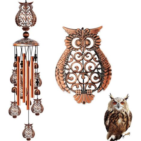 Carillon hibou JUNQIU pour extérieur, cadet hibou pour femme - Carillon décoratif hibou de 89 cm, cadet pour femme, maman (1/5)