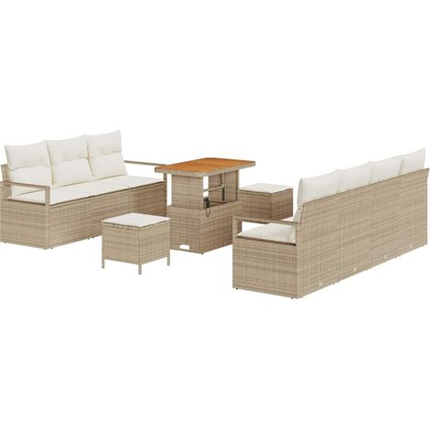 Maison Exclusive - Set Divano da Giardino 10 pz 9-Numero di posti Beige e Crema (1/5)