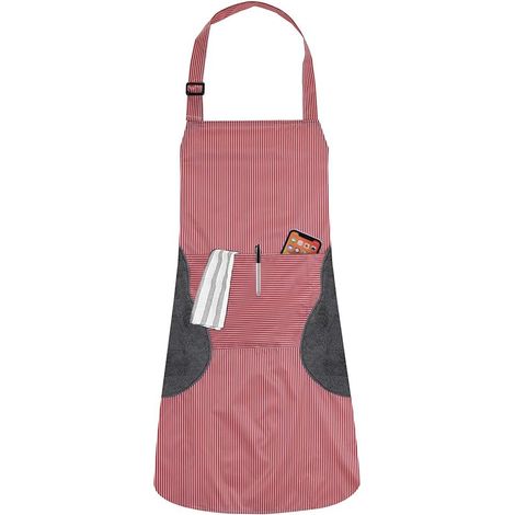 Tablier de cuisine imperméable unisexe professionnel en PVC rouge (1/5)