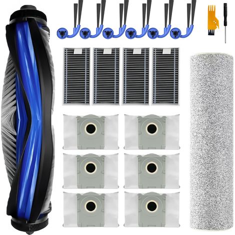 22-teiliges Zubehörset für Ecovacs Deebot X9 Pro Omni – Ersatzteile: 1 Hauptbürste, 1 Reinigungsbürste, 4 Filter, 6 Staubbeutel, 6 Seitenbürsten (1/5)
