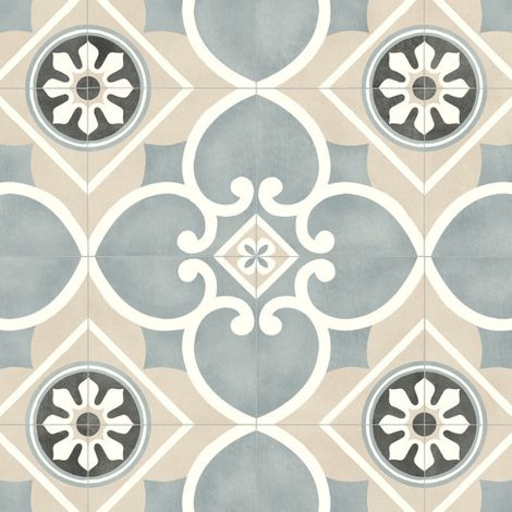 Sol Vinyle Carreaux de ciment Florence Beige - Rouleau de 3m x 6m
