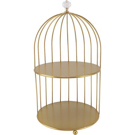 Cage à oiseaux organisateur cosmétique or gain de place fer Unique multifonctionnel cage à oiseaux maquillage présentoir pour salle de bain double couches (1/5)