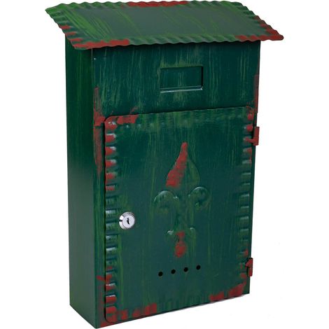 Buzón de metal verde 27x11x37 (1/5)