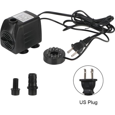 (Prise US 16W) Pompe à eau pour fontaine, aquarium, bassin à oiseaux, bain d'oiseaux, avec 12 LED, ultra-silencieuse et étanche. Fontaine submersible. (1/5)