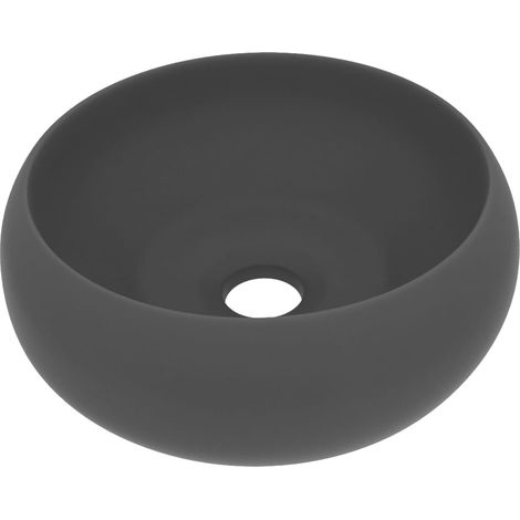 Lavabo redondo de lujo 40 x 15 cm cerámica gris oscuro mate 020002747 (1/5)