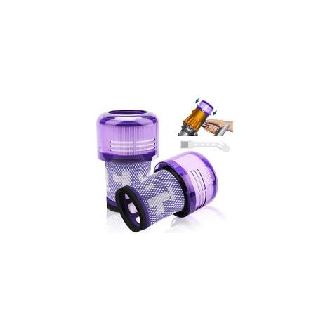 Lot de 2 filtres V12 - filtres de rechange pour aspirateurs Dyson V12 Detect Slim Absolute Extra/Total Clean/Fluffy - modèles SV34 et SV35 - filtre HEPA lavable avec 1 brosse - référence 971517-01 (1/5)
