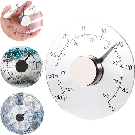 Thermomètre d'extérieur, Thermomètre Extérieur Transparent,pour la Détection de Température Extérieure et Intérieure, -40 à 50 degrés Celsius, diamètre 11 cm (1/5)