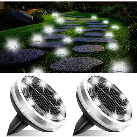 Solarbetriebene Außenleuchten, 2er-Set, wasserdicht, für Gehwege, Pfade, Rasenflächen, Gärten und Terrassen – Weißes Licht (1/5)